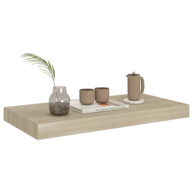 The Living Store Wandplank Set - Eiken - 50x23x3.8 cm - Stijlvol en Duurzaam + Onzichtbaar Montagesysteem