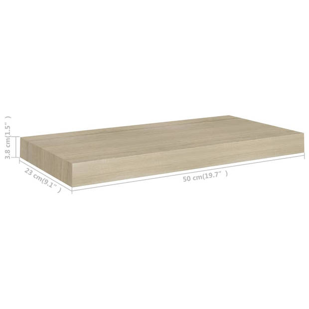 The Living Store Wandplank Set - Eiken - 50x23x3.8 cm - Stijlvol en Duurzaam + Onzichtbaar Montagesysteem