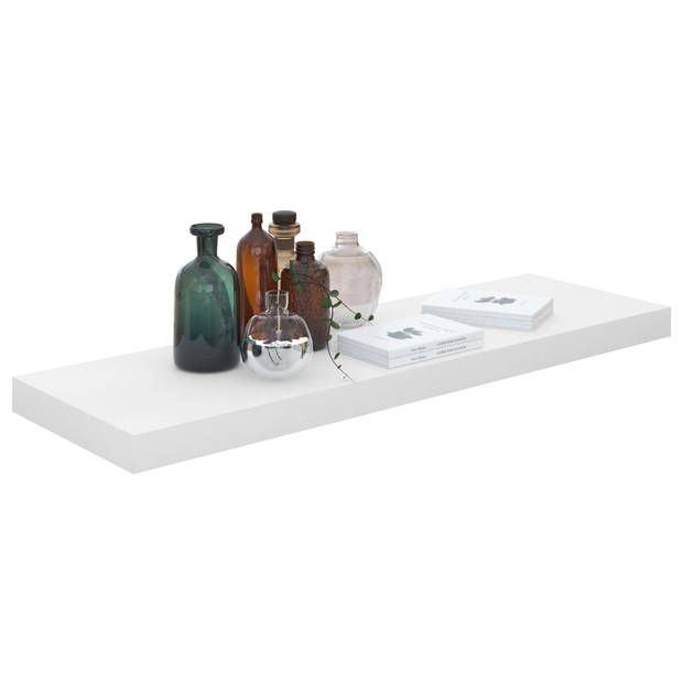 The Living Store Trendy wandplanken - Set van 4 - 80 x 23.5 x 3.8 cm - Honingraat MDF - Metaal - Hoogglans wit