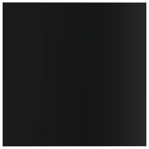 The Living Store Wandschappen - Hoogglans zwart - Spaanplaat - 40x40x1.5 cm - Set van 8