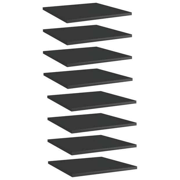 The Living Store Wandschappen - Hoogglans zwart - Spaanplaat - 40x40x1.5 cm - Set van 8