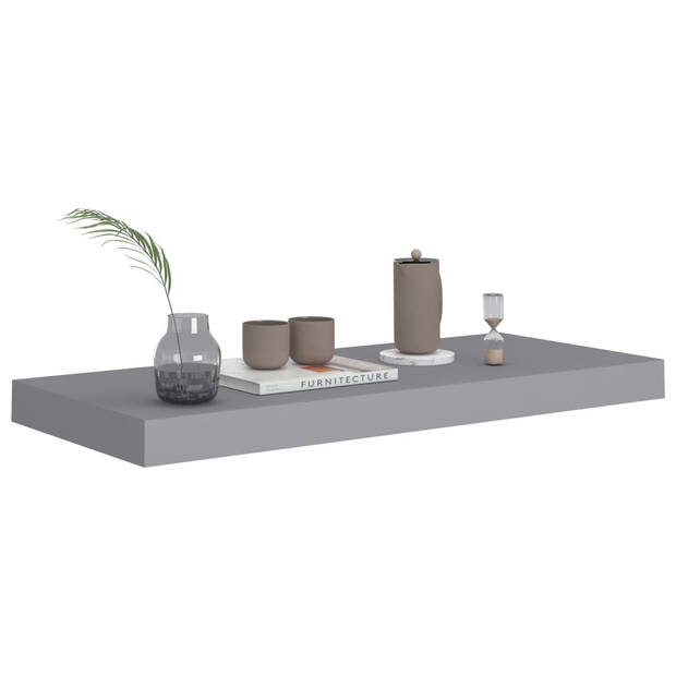 The Living Store Wandplanken Set Grijs 60x23.5x3.8cm - Honingraat MDF en Metaal