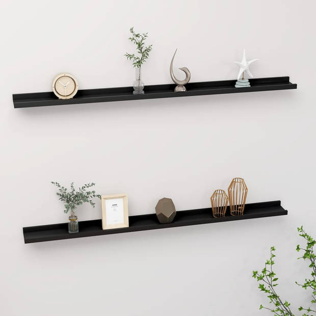 The Living Store Wandplank - MDF - 115x9x3 cm - Zwart