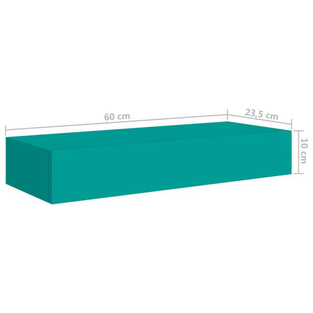 vidaXL Wandschappen 2 st met lade 60x23,5x10 cm MDF blauw