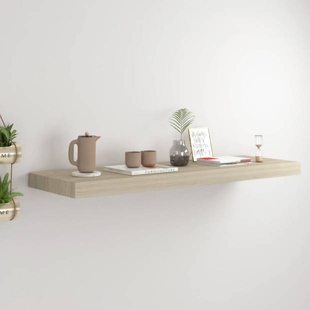 The Living Store Wandplank - Eiken - 80 x 23.5 x 3.8 cm - Onzichtbaar montagesysteem