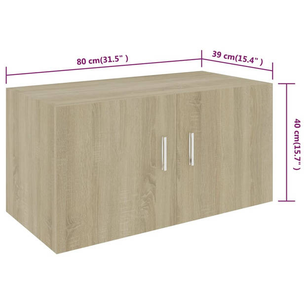 The Living Store Hangkast Sonoma Eiken 80x39x40 cm Met 2 Deuren