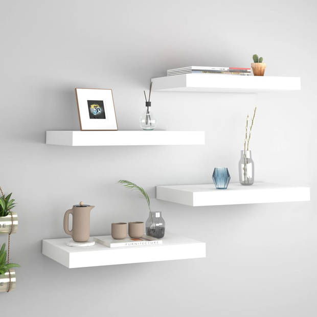 The Living Store Wandplanken - Trendy - Set van 4 - 40x23x3.8 cm - Honingraat MDF - Metaal