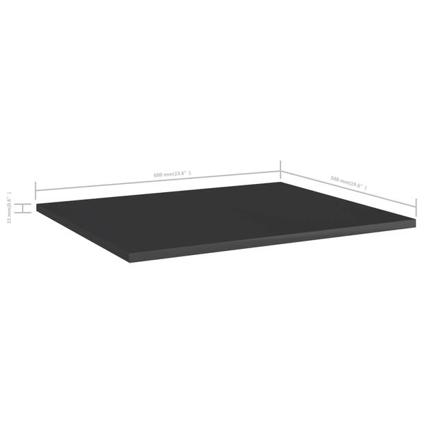 The Living Store Wandschap - Hoogglans zwart - 60 x 50 x 1.5 cm - Set van 8