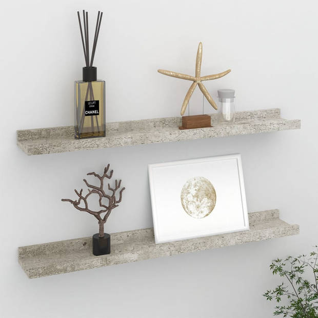 The Living Store Wandschap - Betongrijs - MDF - 60 x 9 x 3 cm - Montage vereist