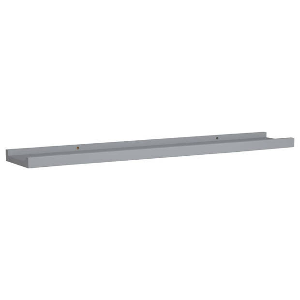 The Living Store fotoplanken wandschap - 80 x 9 x 3 cm - grijs MDF