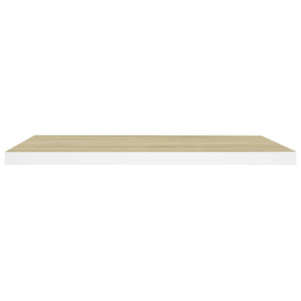 vidaXL Wandschappen zwevend 2 st 80x23,5x3,8 cm MDF eikenkleurig wit