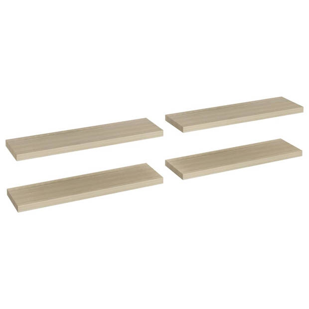 The Living Store Wandplanken Set Eiken - 90 x 23.5 x 3.8 cm - Onzichtbaar montagesysteem