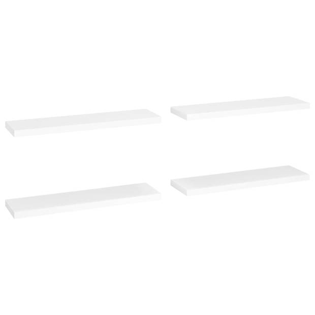 The Living Store Wandplanken Set - Trendy - 90x23.5x3.8 cm - Wit - Honingraat MDF en Metaal