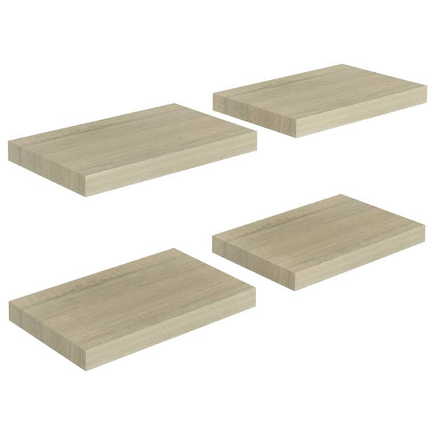 The Living Store Wandplanken - The Living Store trendy wandplanken set - eiken - 40x23x3.8 cm - honingraat MDF en