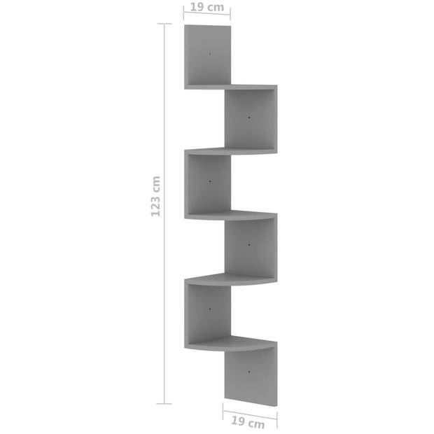 vidaXL Hoekwandschap 19x19x123 cm bewerkt hout grijs