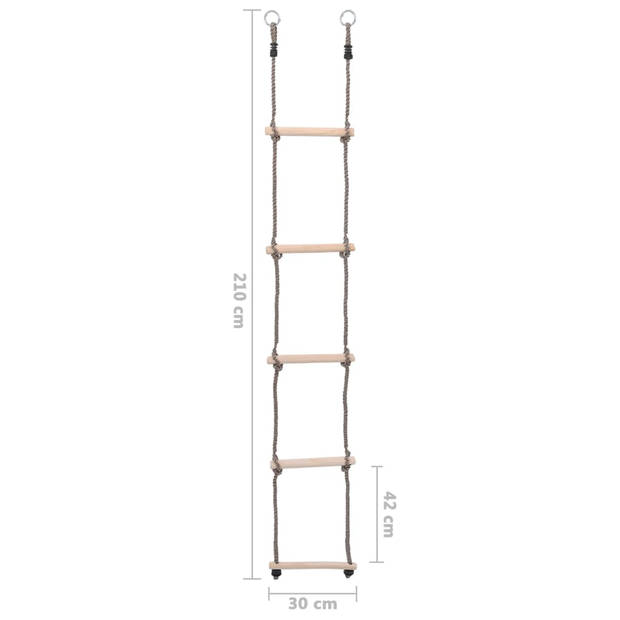 The Living Store Houten Ladder - 5 sporten - 210 cm - Grenenhouten sporten