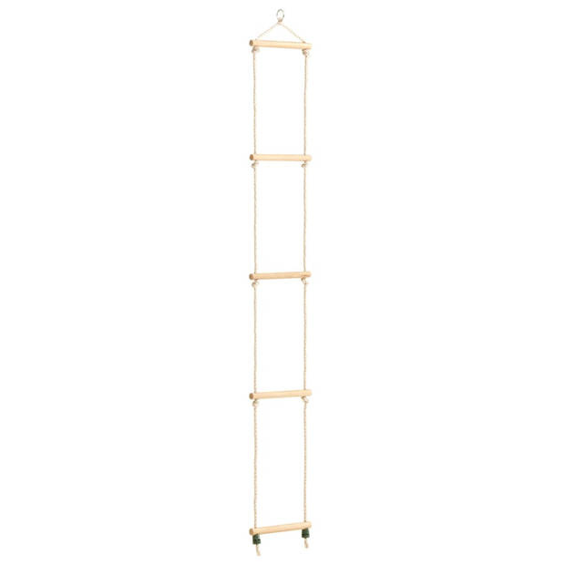 The Living Store Touwladder - Houten ladder - 30 x 168 cm - Met 5 sporten