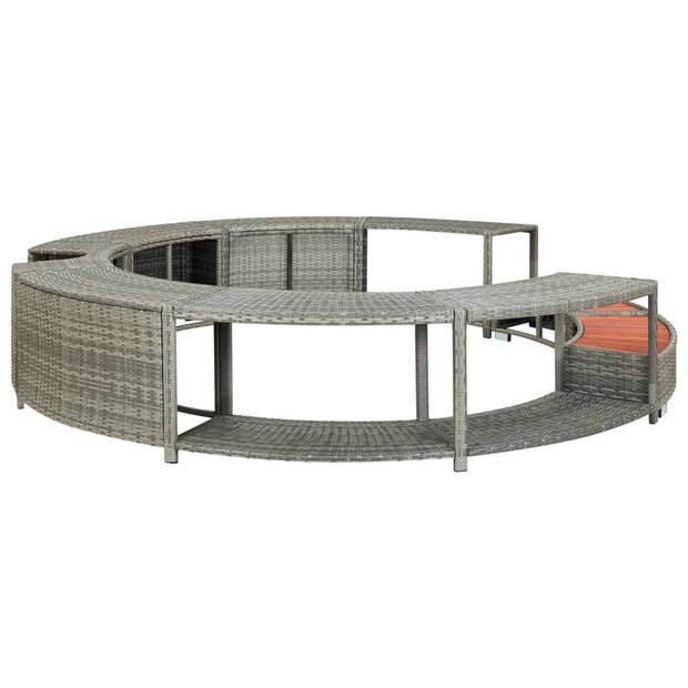 The Living Store Hot Tub Omranding - Poly Rattan - 283 cm - Grijs