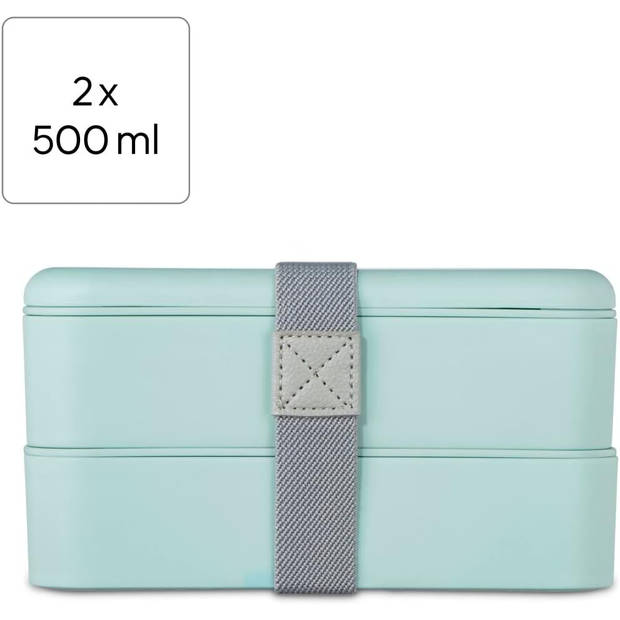 1x2 Hama lunchbox stapelb. 500ml lekvrij, pastelblauw 181595