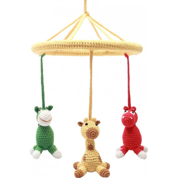 NatureZOO Mobiel Ezel/giraffe/nijlpaard Gehaakt Junior 24 cm