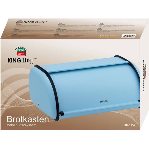 Top Choice - Kleine Broodtrommel - RVS - Licht blauw - Retro - 36x24x15 cm