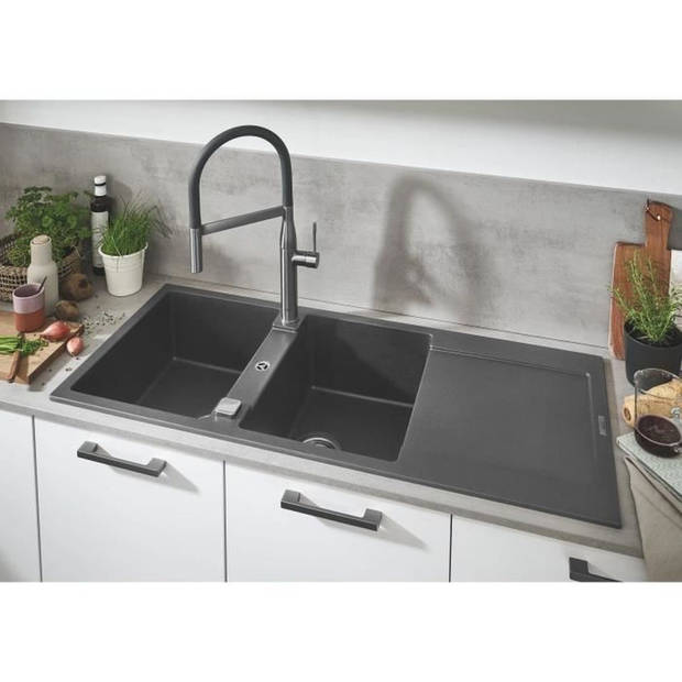 GROHE Composite Sink met Drainer K500 - 1160 x 500 mm - Grijs graniet - 31647at0
