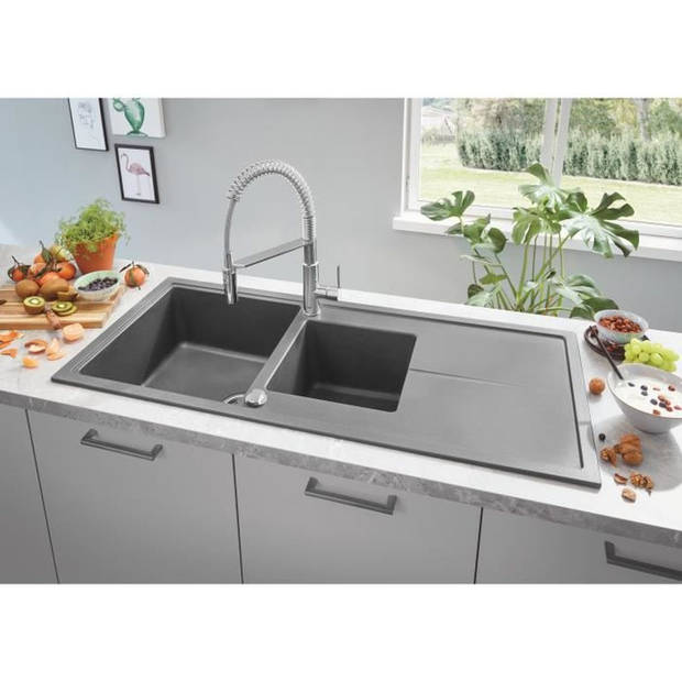 GROHE Composite Sink met Drainer K400 1160 x 500 mm Grijs graniet 31643at0