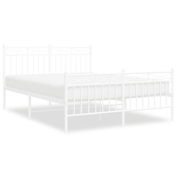 vidaXL Bedframe met hoofd- en voeteneinde metaal wit 135x190 cm