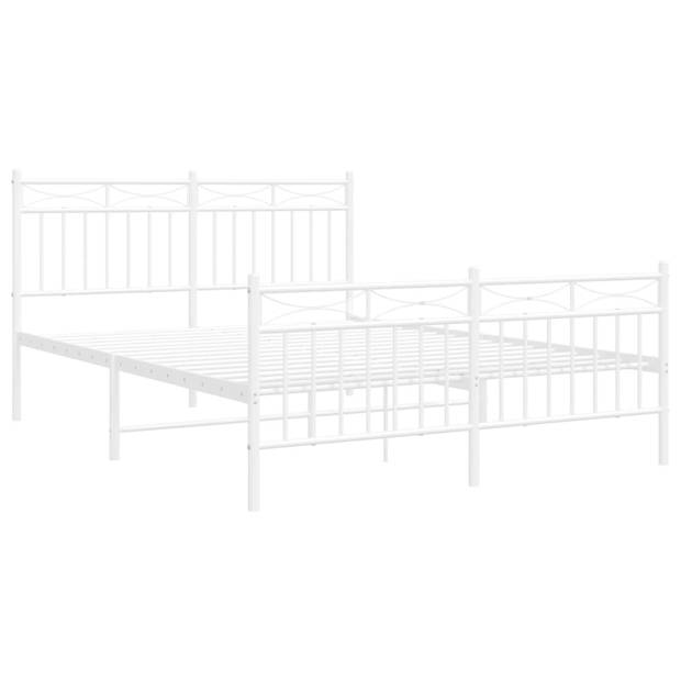 vidaXL Bedframe met hoofd- en voeteneinde metaal wit 135x190 cm