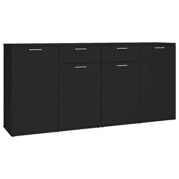 The Living Store Dressoir - 4 deuren en 2 lades - 160 x 36 x 75 cm - zwart hout