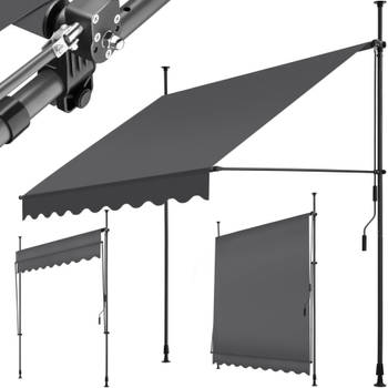 tectake - klemluifel - Zonnescherm – Zonneluifel - Klem-zonwering - Zonnescherm Balkon - 200 x 180 cm – zwartgrijs