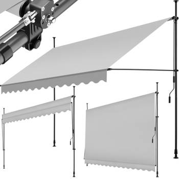 tectake - klemluifel - Zonnescherm – Zonneluifel - Klem-zonwering - Zonnescherm Balkon - 350 x 180 cm - lichtgrijs