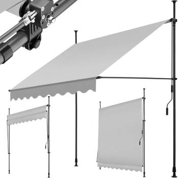 tectake - klemluifel - Zonnescherm – Zonneluifel - Klem-zonwering - Zonnescherm Balkon - 200 x 180 cm - lichtgrijs