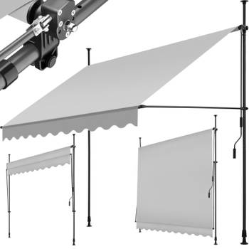 tectake - klemluifel - Zonnescherm – Zonneluifel - Klem-zonwering - Zonnescherm Balkon - 250 x 180 cm - lichtgrijs