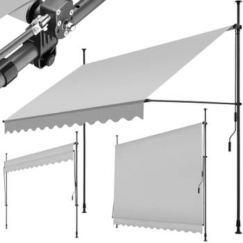 tectake - klemluifel - Zonnescherm – Zonneluifel - Klem-zonwering - Zonnescherm Balkon - 300 x 180 cm - lichtgrijs