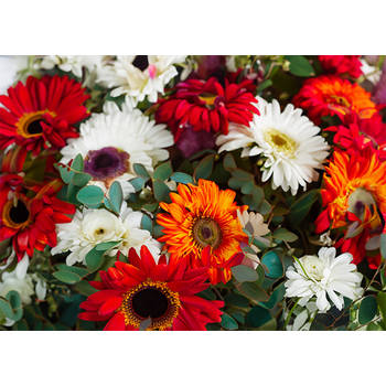 Inductiebeschermer - Red and White Flowers - 59x51 cm
