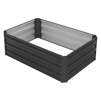 ML-Design Set van 4 verhoogde tuinbedden van metaal voor in de tuin, 90x60x30 cm, 150 liter, antraciet, weerbestendig,