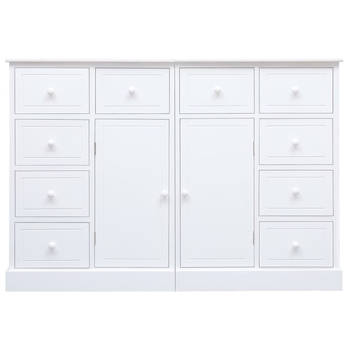 The Living Store Dressoir met 10 lades 113x30x79 cm hout wit - Keukenkast