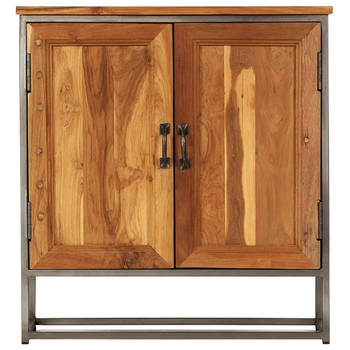 The Living Store Dressoir - Rustieke charme - Gerecycled teakhout - Stalen frame - 65x30x70 cm - Gepolijst en gelakt