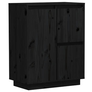 The Living Store Dressoir Grenenhouten - 60x34x75 cm - Zwarte kleur