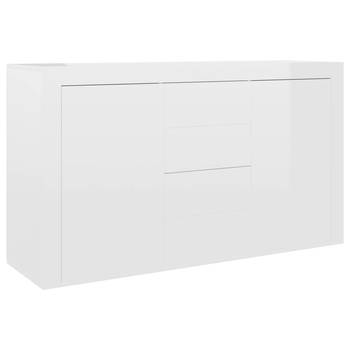 The Living Store Dressoir - Bijzetkast - 120 x 36 x 69 cm - Hoogglans wit - Spaanplaat