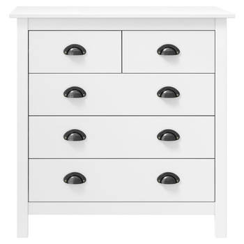 The Living Store Hill Dressoir - Bijzetkast - 79 x 40 x 80 cm - 5 lades - Wit