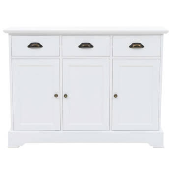 The Living Store Dressoir - Wit - MDF - 105 x 35 x 77.5 cm - Met 3 lades en 3 deuren