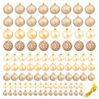 The Living Store Kerstballen - 3 cm - 4 cm - 6 cm - Kunststof - Rose en goud