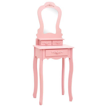 The Living Store Opmaaktafelset - Paulowniahout - 50x59x136 cm - Roze