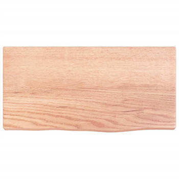 The Living Store Wandplank Rustieke Stijl - Massief Eikenhout - Afmetingen 40x20x2 cm - Draagvermogen 20 kg