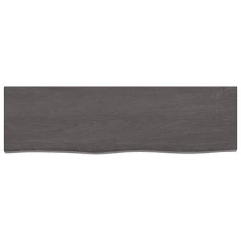 The Living Store Wandplank Rustieke Stijl - 100 x 30 x 6 cm - Massief Eikenhout - Donkergrijs