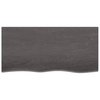 The Living Store Wandplank Massief Eikenhout - 100 x 50 x 4 cm - Donkergrijs - 40 kg Draagvermogen