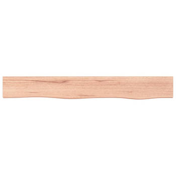 The Living Store Wandplank Solid Eikenhout - 80 x 10 x 4 cm - Natuurlijke Rand - Lichtbruin