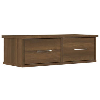 The Living Store Zwevende TV-kast - 60 x 26 x 18.5 cm - Bruineiken - Bewerkt hout